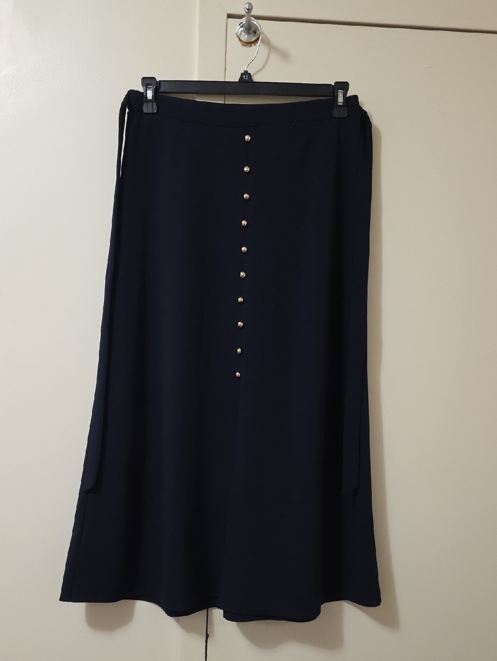 Classic Navy Maxi Skirt with Front Button Detail